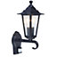 First Choice Lighting - Corniche Black Lantern Style Outdoor Motion Sensor Wall Light
