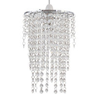 First Choice Lighting Daisy Chrome Clear Easy Fit Jewelled Pendant Shade