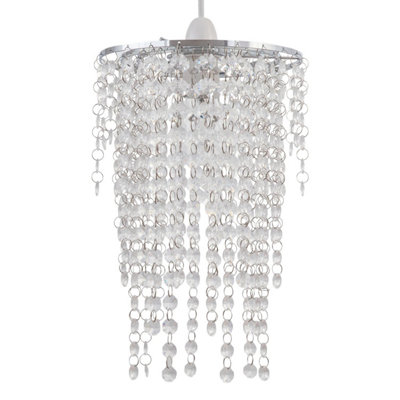 First Choice Lighting Daisy Chrome Clear Easy Fit Jewelled Pendant Shade