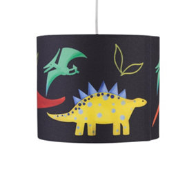 First Choice Lighting Digi Dinosaur Print 25 cm Easy Fit Fabric Pendant Shade