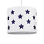 First Choice Lighting Digi White With Blue Stars Print 25 cm Easy Fit Fabric Pendant Shade