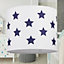 First Choice Lighting Digi White With Blue Stars Print 25 cm Easy Fit Fabric Pendant Shade
