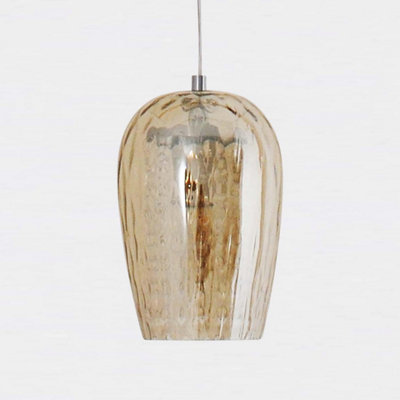 First Choice Lighting Dimpled Glass and Jewelled Pendant Light
