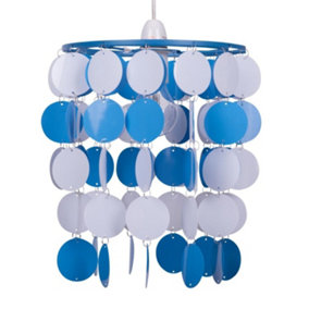 First Choice Lighting Disc Chrome Blue And White Easy Fit Pendant Shade
