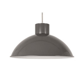 First Choice Lighting Domed Grey Easy Fit Metal Pendant Shade