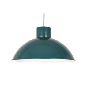 First Choice Lighting Domed Teal Green Easy Fit Metal Pendant Shade