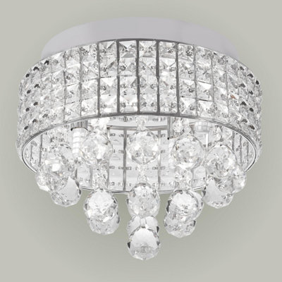 First Choice Lighting Dove Chrome Clear Glass 4 Light Flush Ceiling Light