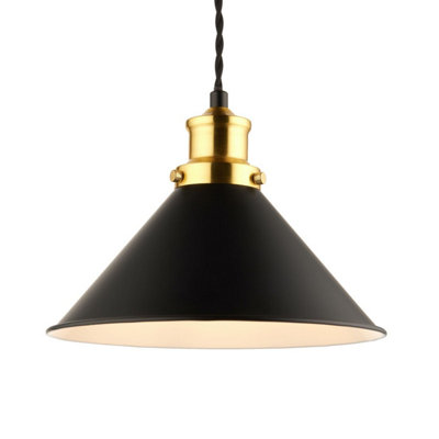 First Choice Lighting Downton Black with Brushed Gold Pendant