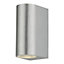 First Choice Lighting Drayton Brushed Aluminium Clear Glass 2 Light IP44 Outdoor Wall Washer Light