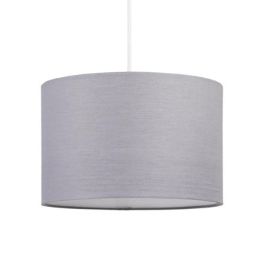 First Choice Lighting Drum Dark Grey 25 cm Easy Fit Fabric Pendant Shade