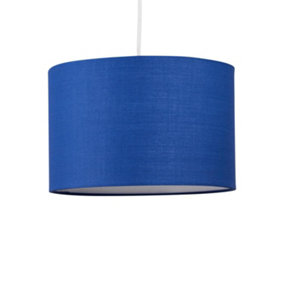 First Choice Lighting Drum Navy Blue 25 cm Easy Fit Fabric Pendant Shade