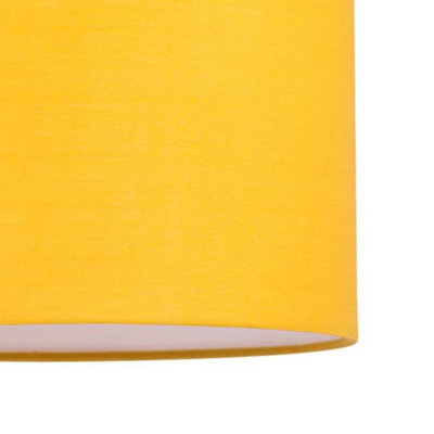 First Choice Lighting Drum Ochre 25 cm Easy Fit Fabric Pendant Shade