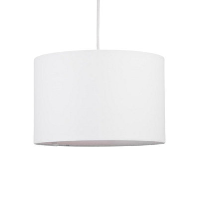 First Choice Lighting Drum White 25 cm Easy Fit Fabric Pendant Shade