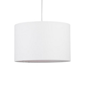 First Choice Lighting Drum White 25 cm Easy Fit Fabric Pendant Shade