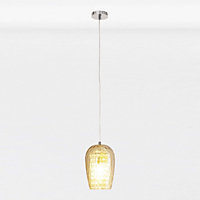 First Choice Lighting Dual Chrome Clear Dropper Glass Champagne Ceiling Pendant Light