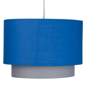 First Choice Lighting Duo Blue Easy Fit Fabric Pendant Shade
