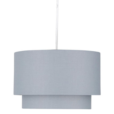 First Choice Lighting Duo Dark Grey 2 Tier Easy Fit Fabric Pendant Shade