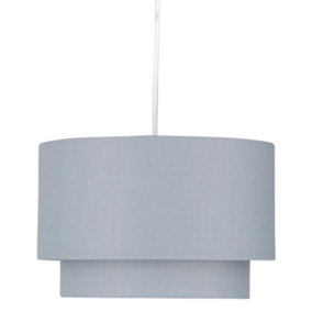 First Choice Lighting Duo Dark Grey 2 Tier Easy Fit Fabric Pendant Shade