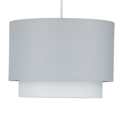 First Choice Lighting Duo Grey 2 Tier Easy Fit Fabric Pendant Shade
