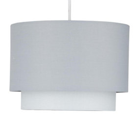 First Choice Lighting Duo Grey 2 Tier Easy Fit Fabric Pendant Shade