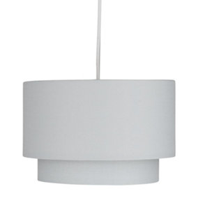 First Choice Lighting Duo Light Grey 2 Tier Easy Fit Fabric Pendant Shade
