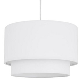 First Choice Lighting Duo White Easy Fit Fabric Pendant Shade