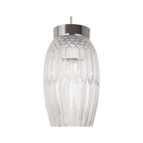 First Choice Lighting Facet Chrome with Clear Faceted Glass Pendant Shade