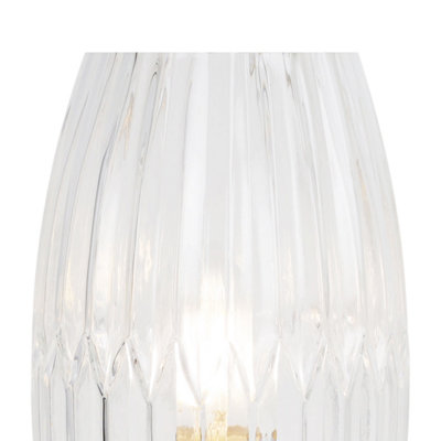 First Choice Lighting Facet Chrome with Clear Faceted Glass Table Lamp