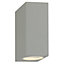 First Choice Lighting Falmouth Grey Clear Glass 2 Light IP44 Outdoor Wall Washer Light