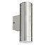 First Choice Lighting Falston Stainless Steel Clear Glass 2 Light IP44 Outdoor Wall Washer Light