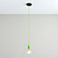 First Choice Lighting - Flex Green Silicone Ceiling Pendant Light with Black Ceiling Rose