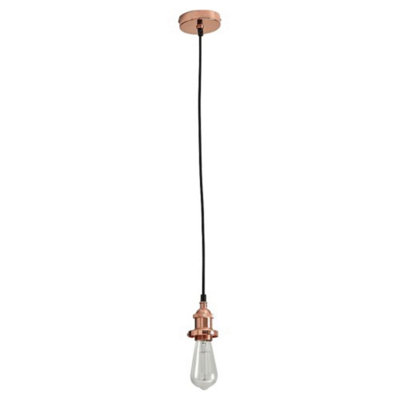 First Choice Lighting Flex Suspension Polished Copper Pendant Kit with Black Fabric Cable