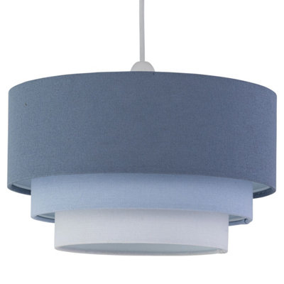 First Choice Lighting Gabi Blue Ombre Linen 3 Tier Ceiling Light Shade