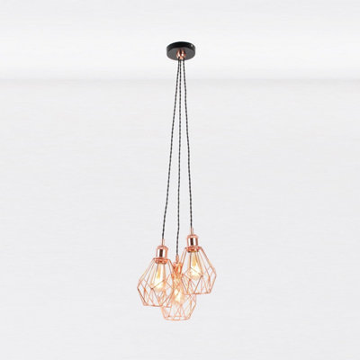 First Choice Lighting Geo - Black Copper 3 Light Ceiling Pendant Light