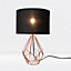 First Choice Lighting Geo Copper Black Geometric Table Lamp With Shade