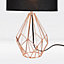 First Choice Lighting Geo Copper Black Geometric Table Lamp With Shade