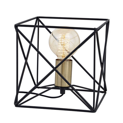 First Choice Lighting Geosphere Matt Black with Brushed Gold Table Lamp