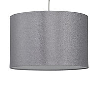 First Choice Lighting Glitter Silver Grey 25 cm Easy Fit Fabric Pendant Shade