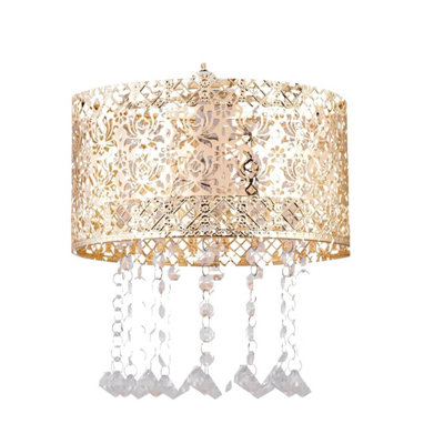 First Choice Lighting Gold Cut Out Jewelled Easy Fit Light Shade