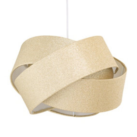 First Choice Lighting - Gold Glitter Twist Easy Fit Pendant Shade