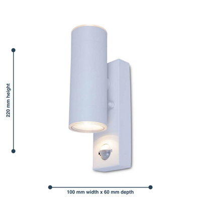 First Choice Lighting - Grange White LED Outdoor Up Down Motion Sensor Wall Light