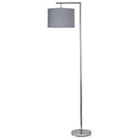 First Choice Lighting Grey Chrome Grey Angled Floor Lamp