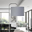 First Choice Lighting Grey Chrome Grey Arched Floor Lamp