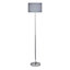 First Choice Lighting Grey Chrome Grey Stick Floor Lamp