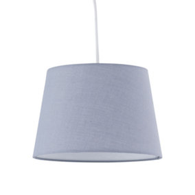 First Choice Lighting - Grey Cotton 23cm Tapered Cylinder Pendant or Lamp Shade