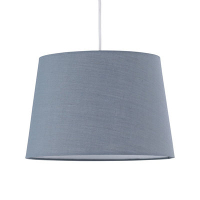 First Choice Lighting Grey Cotton 28cm Tapered Cylinder Pendant or Lamp Shade