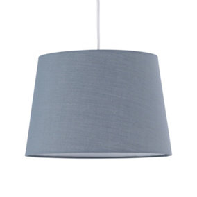 First Choice Lighting - Grey Cotton 28cm Tapered Cylinder Pendant or Lamp Shade