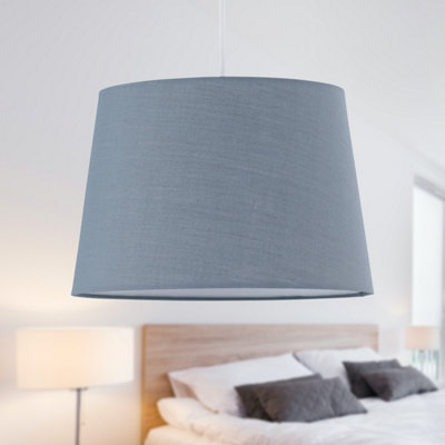 First Choice Lighting - Grey Cotton 28cm Tapered Cylinder Pendant or Lamp Shade