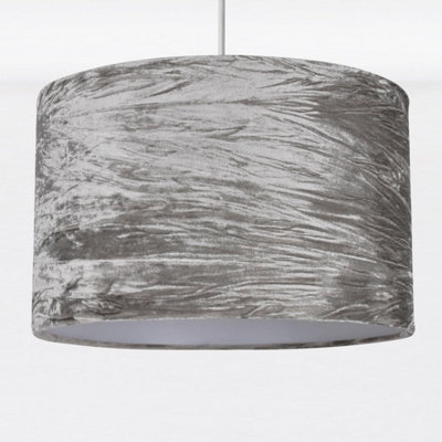 First Choice Lighting Grey Crushed Velvet Easy Fit Light Shade