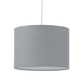 First Choice Lighting Grey Grey 25 cm Easy Fit Fabric Pendant Shade